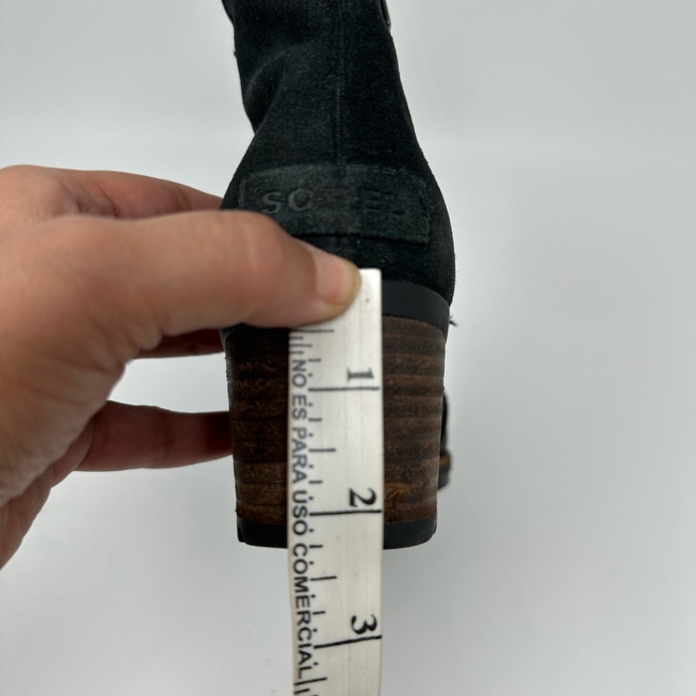Sorel Cate Bootie Waterproof Black Leather Ankle Boots Lug Sole Sz 8 - Picture 14 of 16